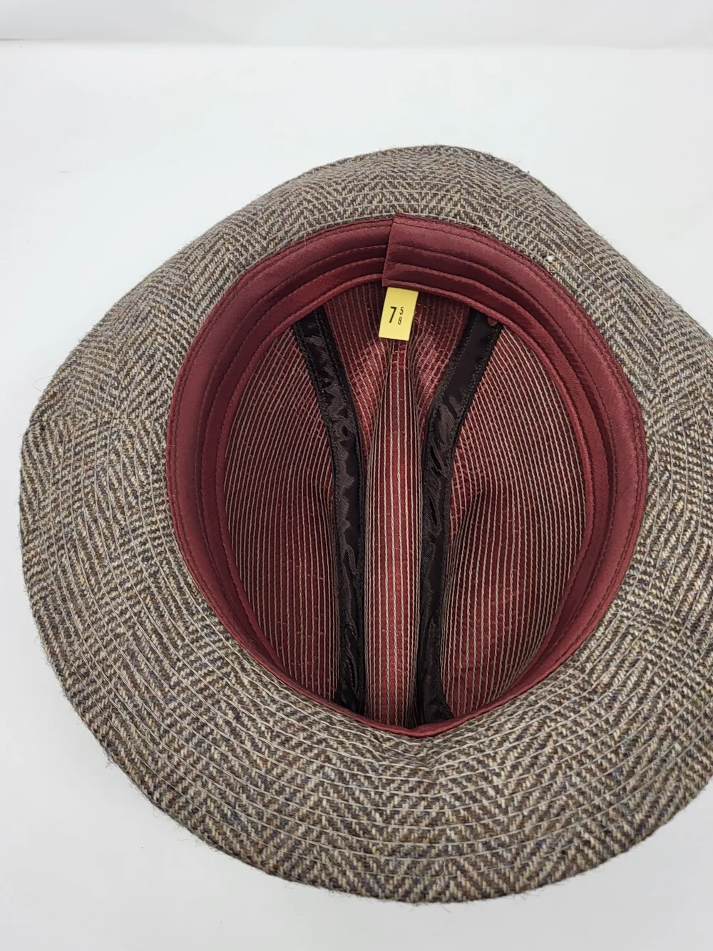 Unk Brown Herringbone Wool Trilby Hat